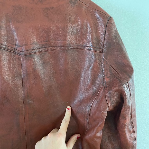 Reddish brown vintage 80s/90s faux leather jacket - Picture 5 of 6